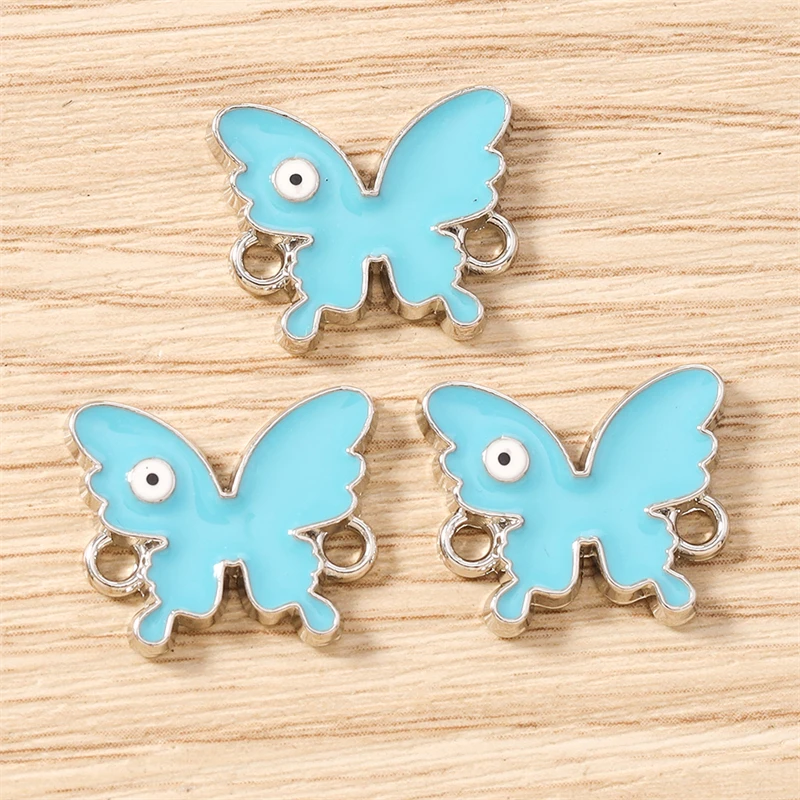 10 Stück niedliche bunte fliegende Schmetterlings-Anhänger-Verbinder für die Schmuckherstellung, DIY-Armbänder, Halsketten, handgefertigtes Kunsthandwerk, Zubehör – Detail 13