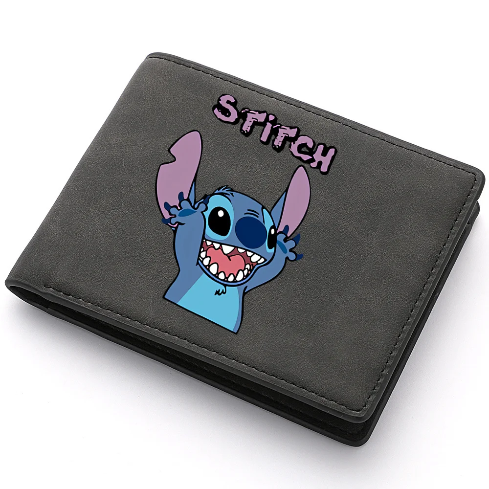 Disney Cute Lilo & Stitch Men's Wallet Multi-card Short Dollar Clip Zipper Simple Wallet Money Clip Coin Purse Card Bag leather wallet coin purse card wallet carbon fiber wallet coin purse wallet zipper wallets faux leather wallet pu leather card bag slim wallet transparent wallet