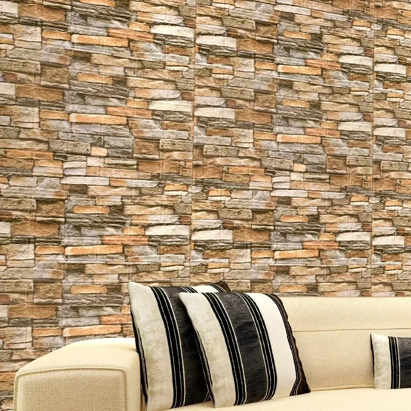 70cmx1/2/3/5/10m 3D Paper Wall Adhesive Living Room PVC Self-adhesive Panels Home Decoration Wallpapers Waterproof Wall Stickers 2