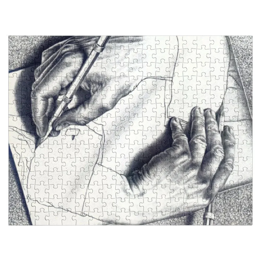 Drawing Hands by Maurits Cornelis Escher Jigsaw Puzzle Personalized Gift Married Baby Wooden Puzzle m c escher kaleidocycles