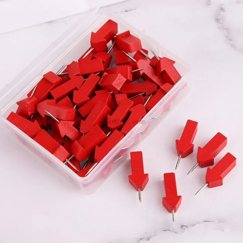 25/50pcs Map Markers Wooden Pushpins Photo Studs Cork Board Pins Thumbtack