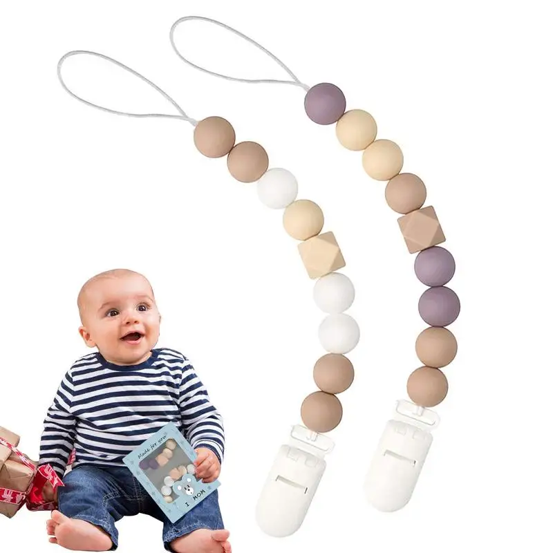 

Baby Pacifier Chain 2pcs Safe Pacifier Clip Chain Nipple Teether Nipple Appease Soother Chain Clips Dummy Holder Nipple Clip For