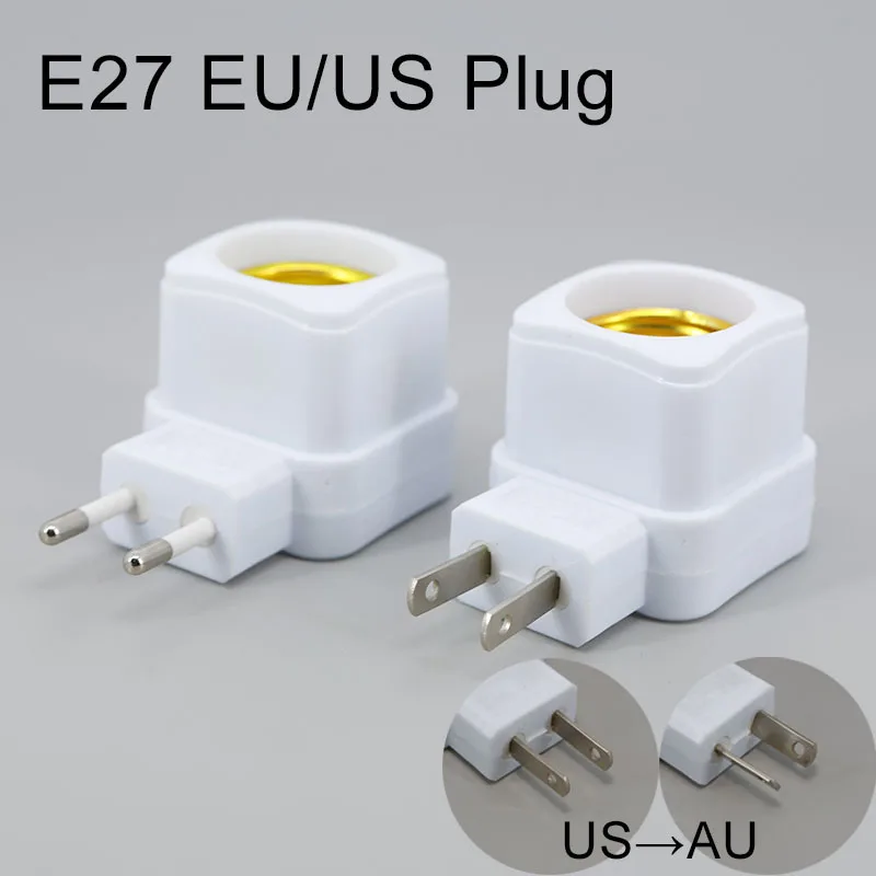 LED Night Light Square E27 AC EU/US Plug Power Bulb Holder Socket Base Adapter ON/OFF Switch Converter