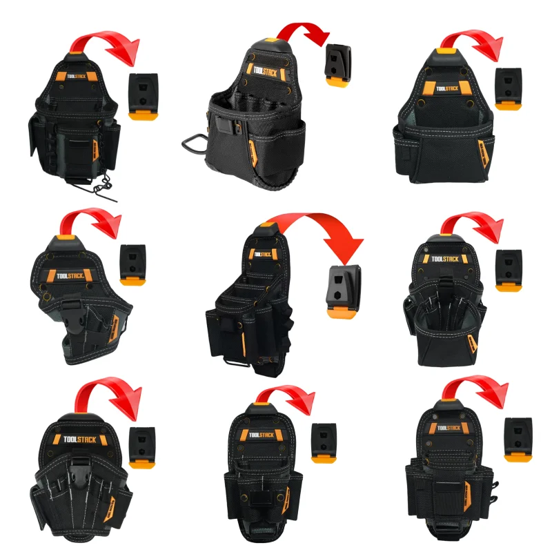 TOOLSTACK Borsa Porta Attrezzi Portatile, Marsupio Resistente per Edilizia, Elettricisti e Falegnameria, 1 Pezzo