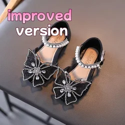 Sparkling Sequin Rhinestone Bow Princess Sandals - CN 27 insole 16.5cm (SHS104PLUS - black)