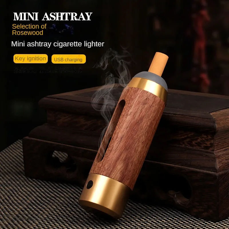 Walnut car ashtray handmade environmental Driving cigarette holder Anti fly ash Portable Creative ashtray Smoking Accessories