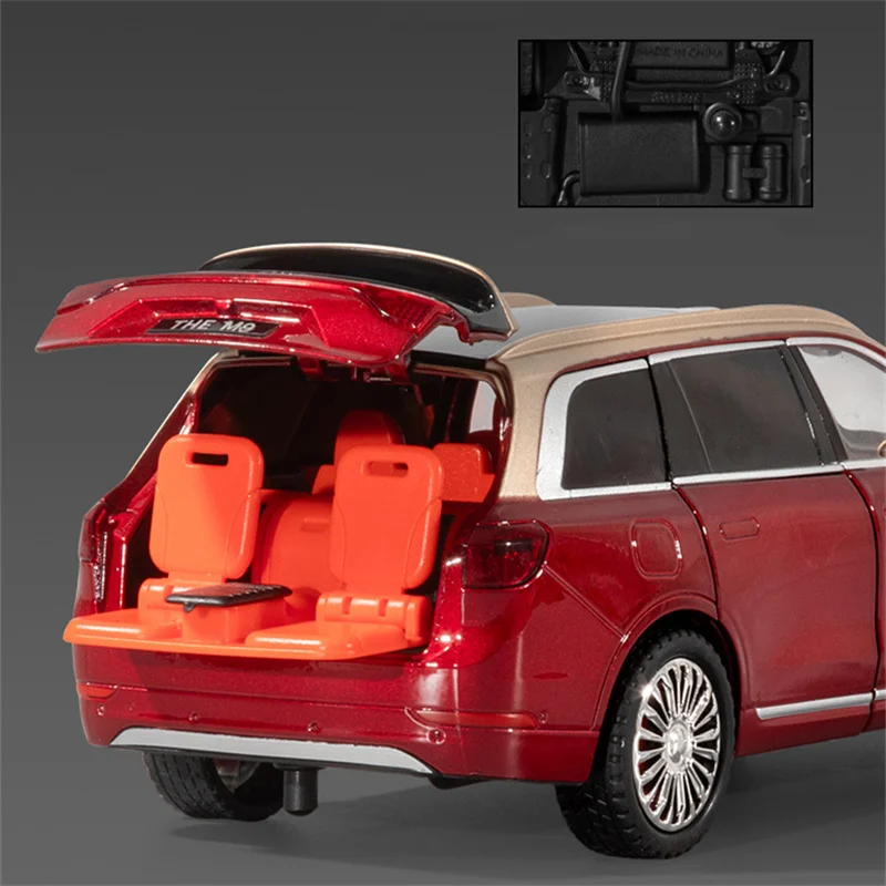 1:24 키 버전 M9 SUV 합금 자동차 모형 다이캐스트 금속 신에너지 자동차 모형 사운드 및 라이트 시뮬레이션 어린이 장난감 선물