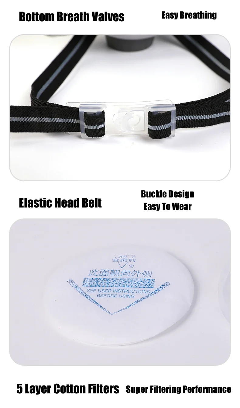 Half Face Dust Mask With Safety Goggles Dual Filters KN95 Filter Dust-proof Respirator For Carpenter Builder Polishing Work Safe