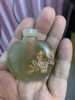 Rare Qing Dynasty  CHINESE Old He tian jade caved SNUFF BOTTLE 1