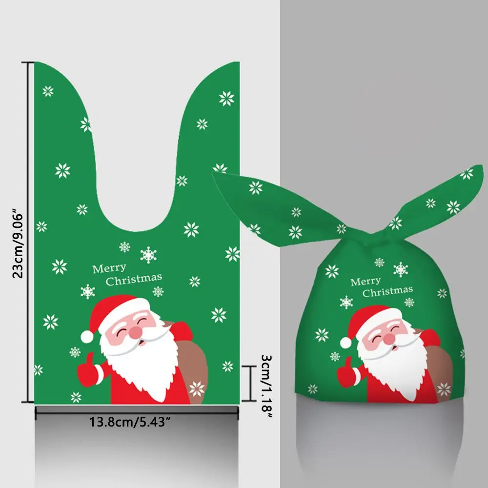 Gift Bags Party Supplies Rabbit Ear Xmas Decoration Cookie Bag Baking Packaging Biscuit Christmas Candy Bags 50Pcs
