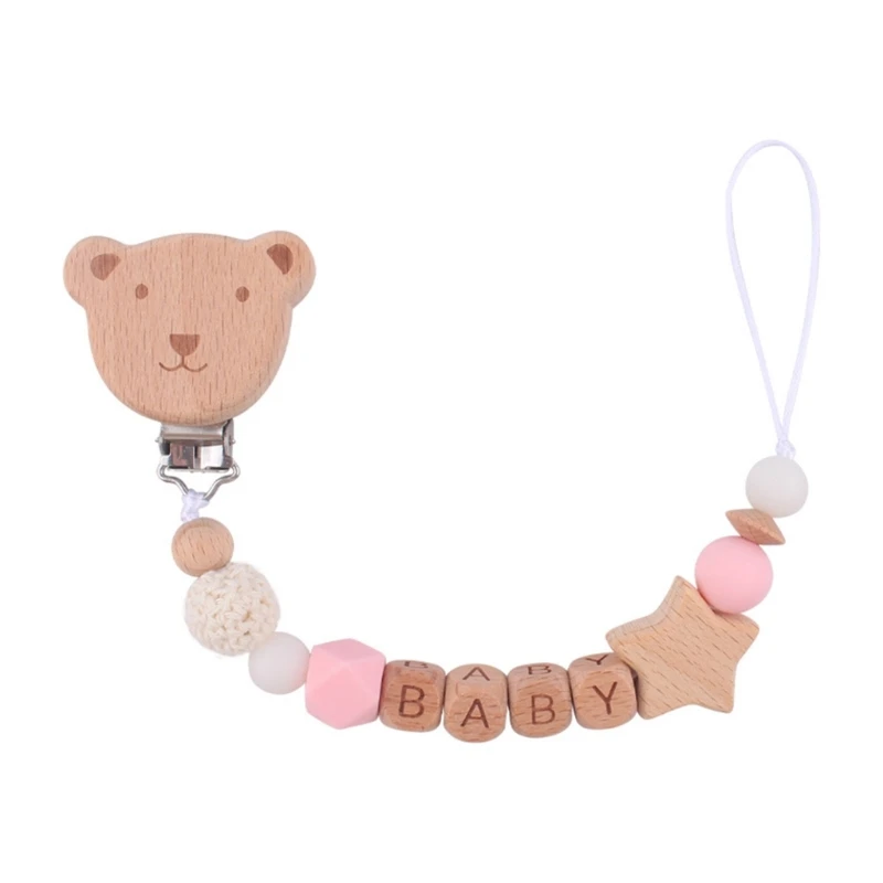 

Durable Pacifier Chain Teething Toy Holder Strap Anti-fall Lanyard with Cute Cartoon Bear Designing for On the Go Moms