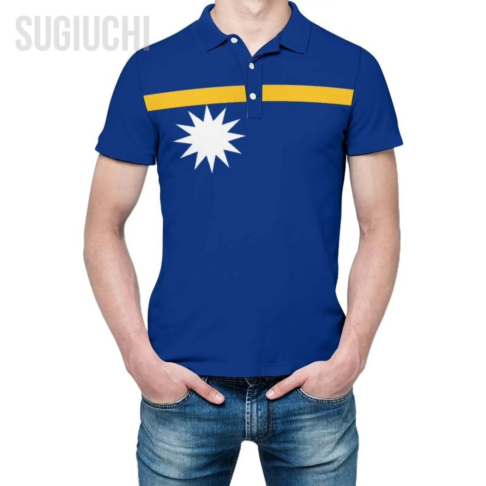 Polo Unisex Bandiera Nauru Stampa 3D Uomo Polo Abbigliamento Moda Tute Maniche Corte