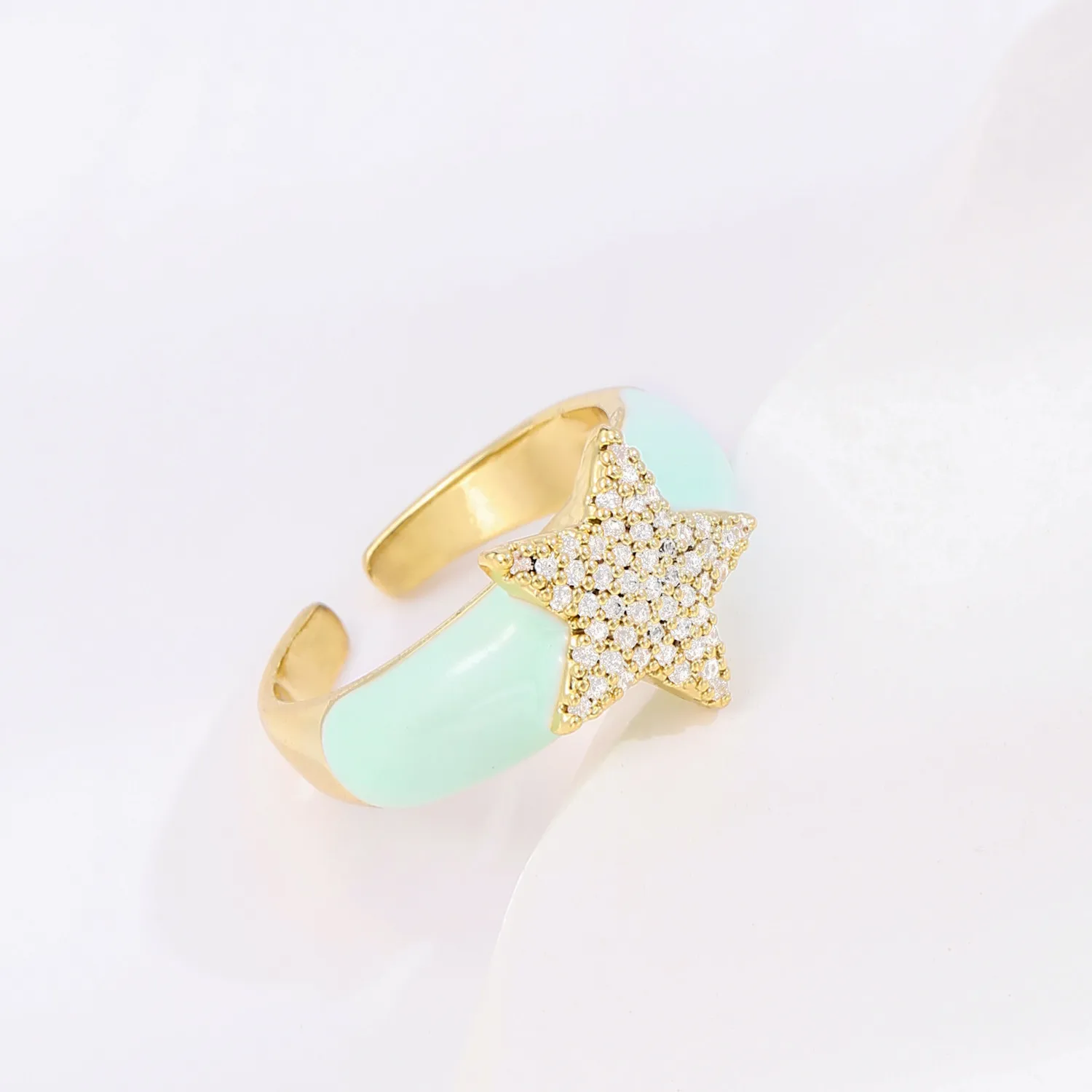 2021 INS Color Rainbow Fashion Rings For Women Finger Jewelry Clear CZ Colorful Neon Enamel Open Adjusted Dome Ring