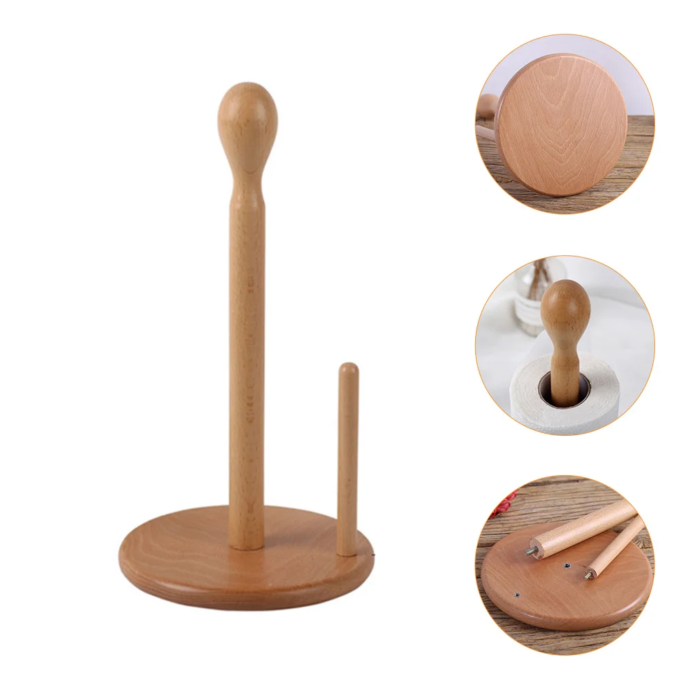 

1pc Desktop Paper Roll Storage Rack Wooden Bathroom Tissue Rack Holder
