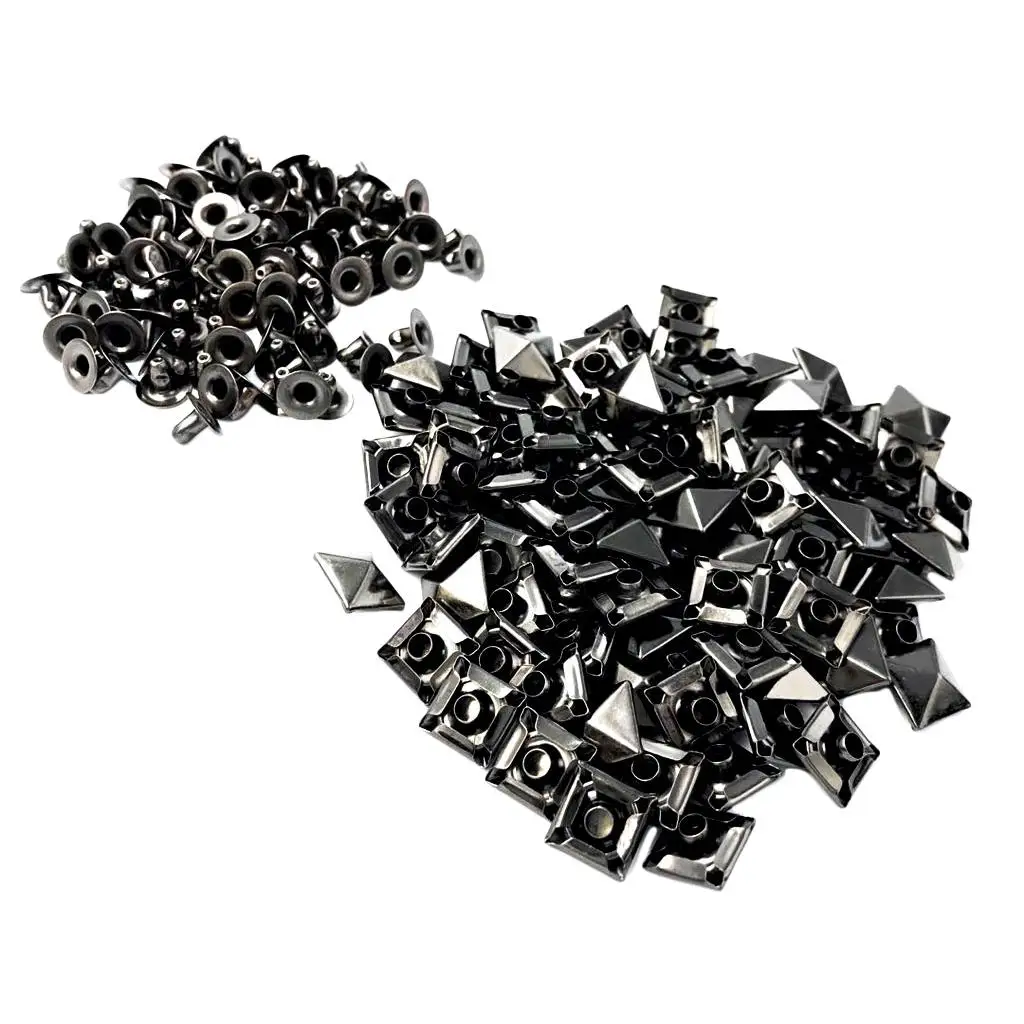 100 Sets Square Copper Rivet Studs Leathercraft DIY Clothing Accessories