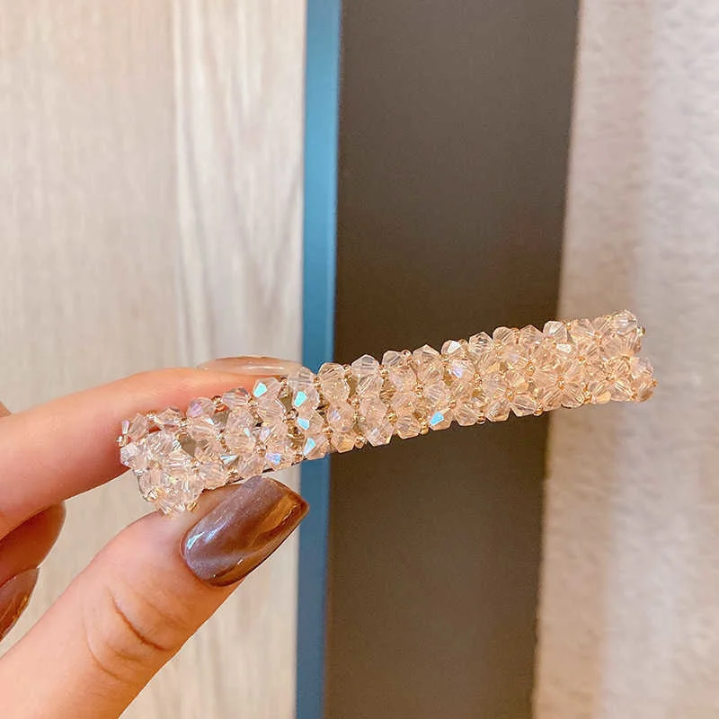 gold hair clips Sweet Color Crystal Spring Hair Clips Pins Handmade Beads Hair Barrettes For Women Girl Fashion Simple Hair Accessories Headwear korean hair clips