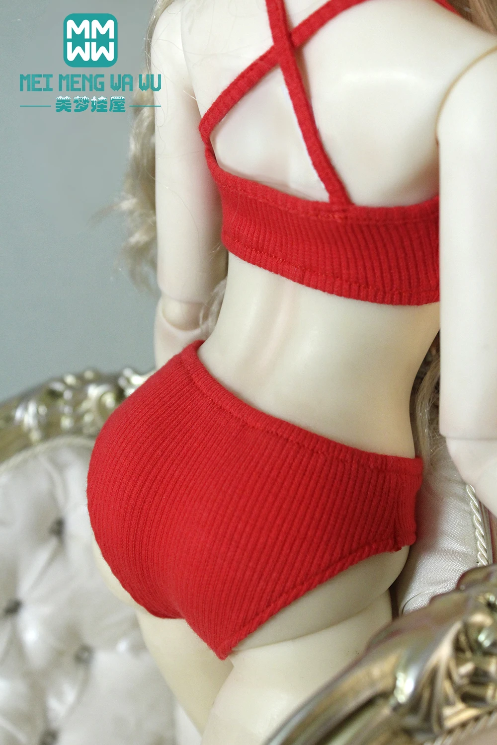 Passend für 28–60 cm große Puppen, 1/3, 1/4, 1/6 SD, DD, MSD, YOSD, BJD, Puppenzubehör, modisches Hosenträger-Unterwäsche-Set – Detail 10