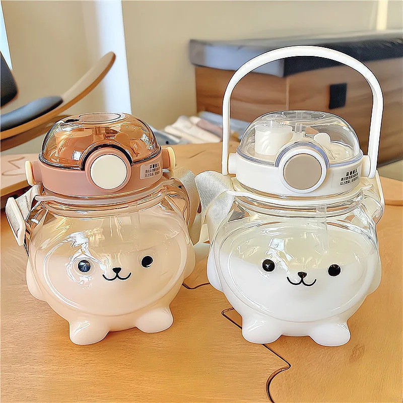 1pc Glass Bear Series Cup With Straw Creative And Cute Tumbler For Office,  Milk, Juice, And Water Drinking