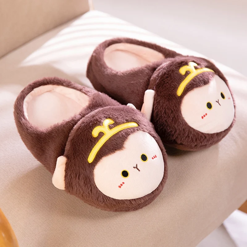 Q-version cute monkey home slippers for men and women, funny