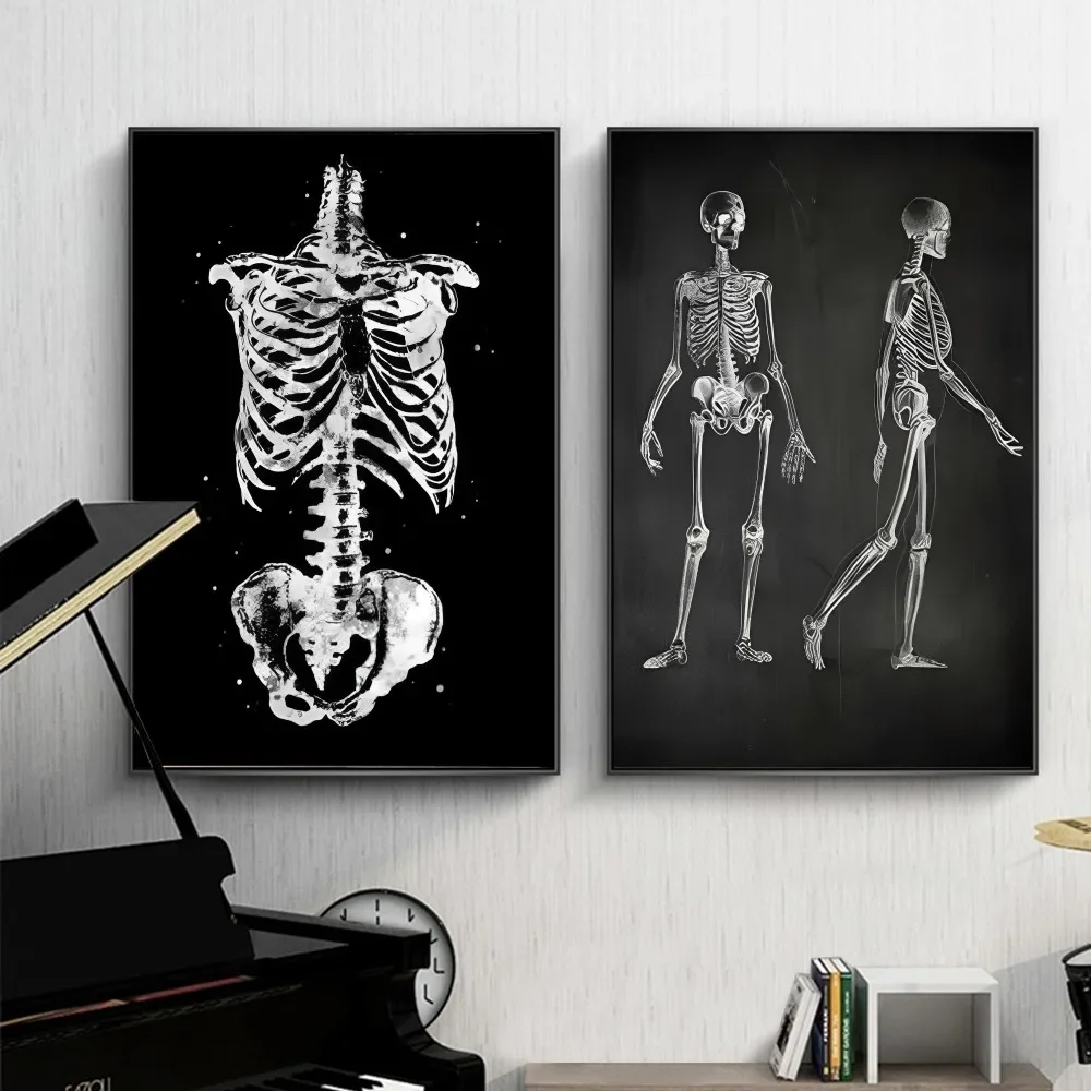 

Anatomical Skeleton Chalkboard Poster Self-adhesive Art Poster Retro Kraft Paper Sticker Room Cafe Vintage Decorative Painting