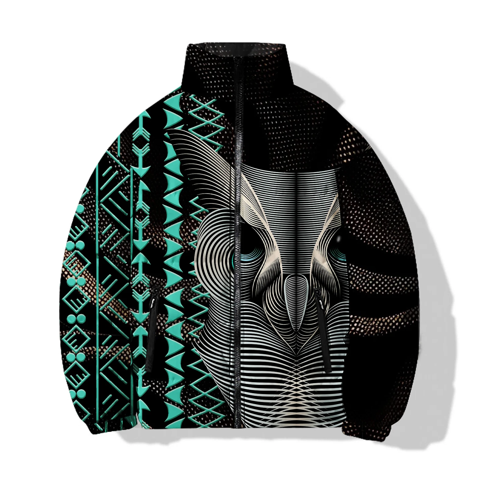 thumbnail image 1 of Chaquetas casuales y versátiles para hombre Parkas con estampado de lobo personalizadas y de moda Abrigos de invierno para hombre con estampado animal de moda Abrigo para hombre, 1 of 5