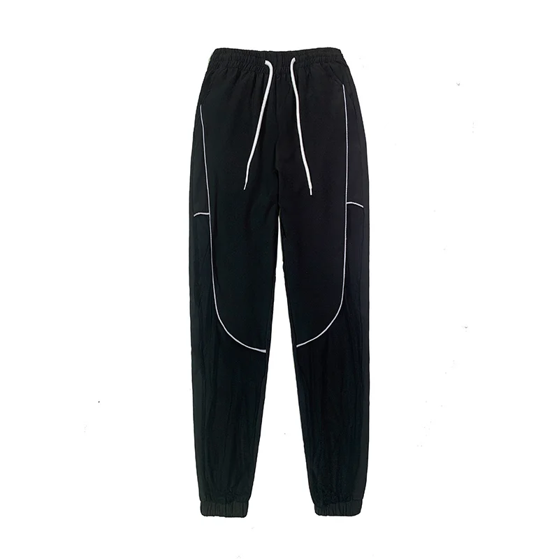 Spring Autumn Women's Summer Elastic High Waist Solid Drawstring Pockets Mesh Casual Sports Tied Lantern Trousers Vintage Pants