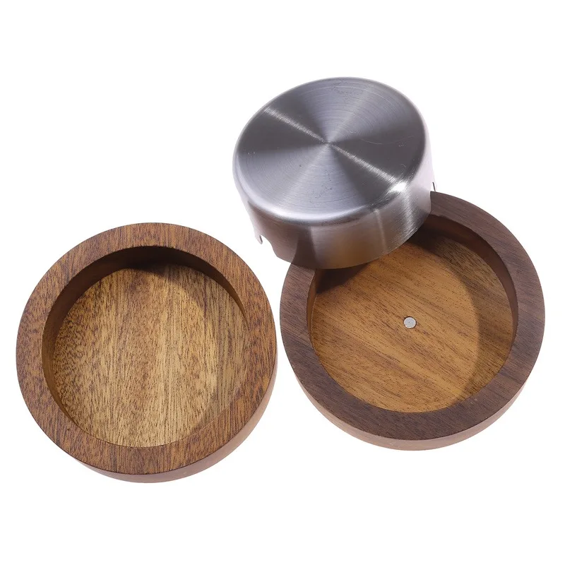 Walnut Wood Ashtrays With Lid Covered Windproof Ashtray With Stainless Steel Liner Indoor Outdoor Ash Tray For Home