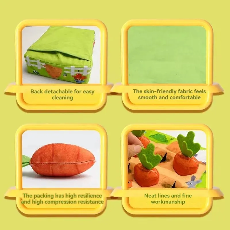 Educational Toys Baby Early Education Pull out Carrot Paper Toy Plush Simulation Farm Vegetable Field Carrot Seed Game Puzzle