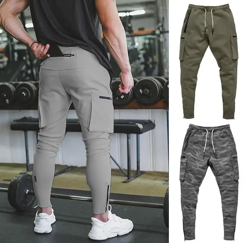 New Autumn/Winter Men's Loose-Fit Sport Casual Trousers Multiple Pockets Cargo Pants Outdoor Fitness Training Quick Dry