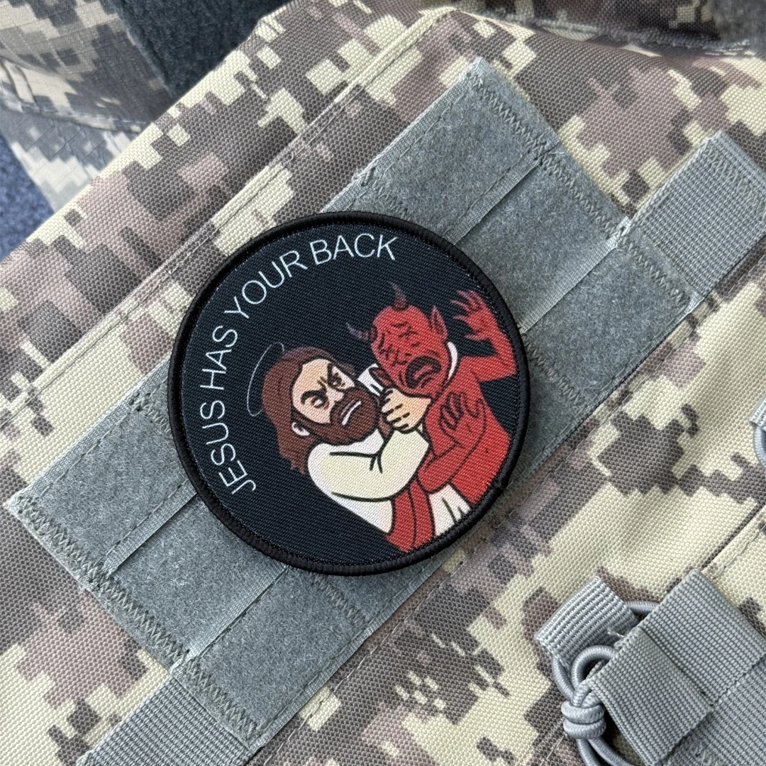 Jesus hat deinen Rücken, lustiger Moralabzeichen-Aufnäher, taktisches Armband, bedruckt, mit Klettverschluss, Outdoor-Rucksack, Hut, Zubehör, Aufkleber