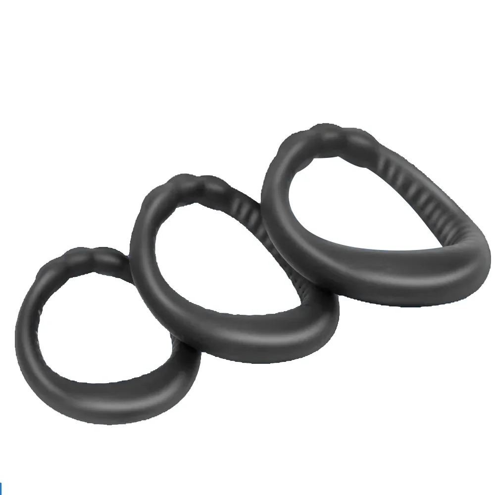 Weiches Silikonring-Set für männliche Hodensack-Streckvorrichtung, Ringsperre, Verzögerung der Ejakulation, Vergrößerung, Sexspielzeug für große Männer_voghion.com