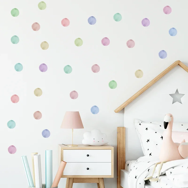 Watercolor Polka Dots Wall Stickers Wall Decals 36pcs For Children Kids Room Decor Living Room Bedroom Home Decoration