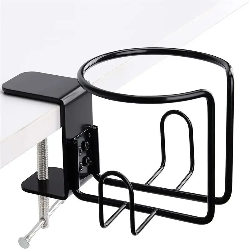 Cup Storage Holder Clip On Table Horizontal Vertical Mount Anti Spill Office Desktop Metal Clamp