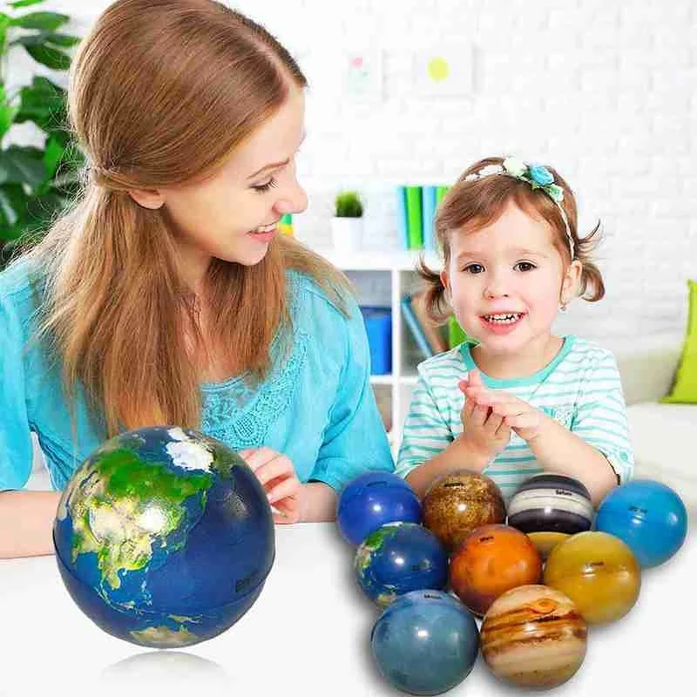 Toy 6.3cm Solar System Bouncy Ball Ball Toy Stress Relief Earth Globe Ball Moon Star Ball Printing Star Ball Eight Planets