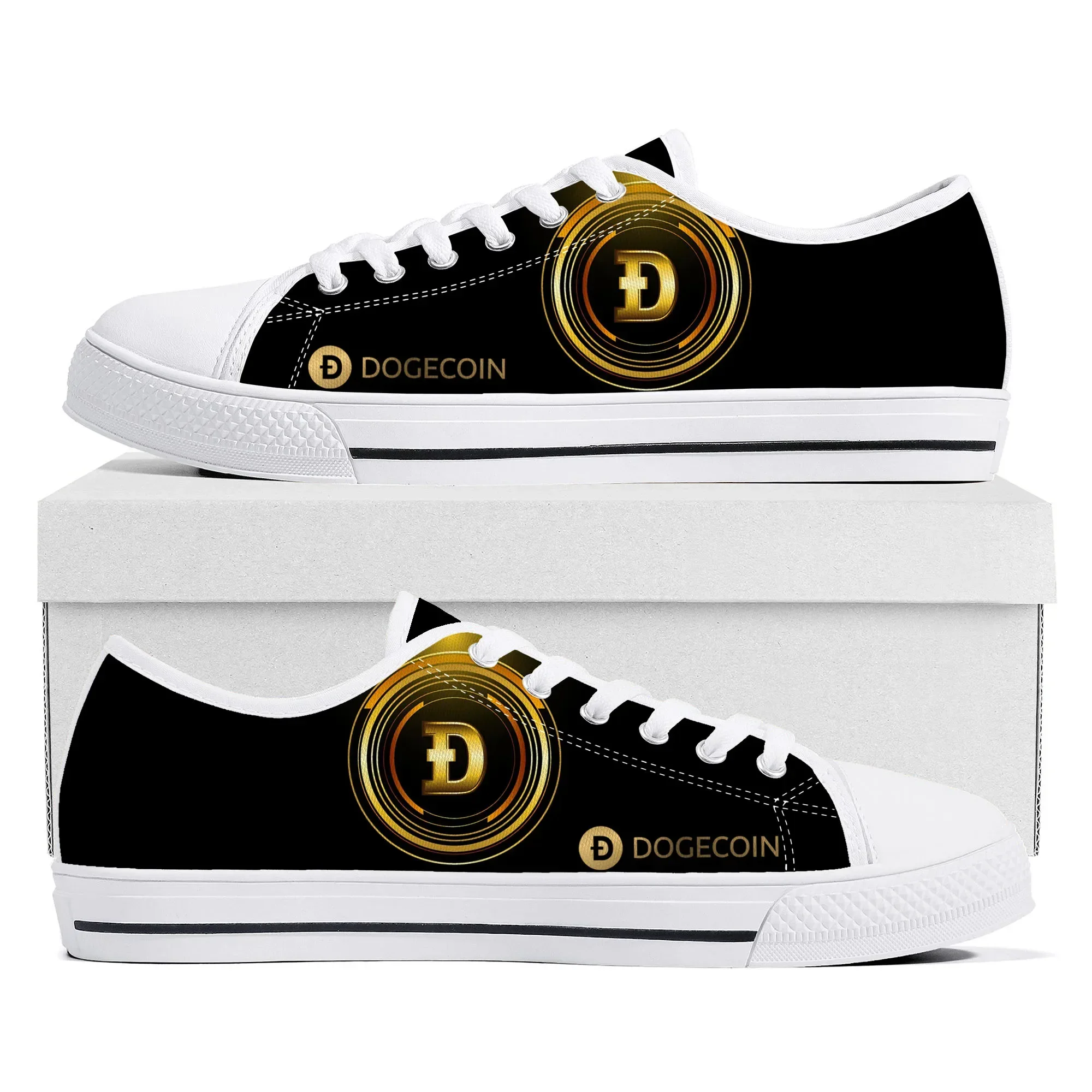 Dogecoin Crypto Currency Dog Coin Low Top Sneakers High Quality Mens Womens Teenager Canvas Sneaker Couple Shoes Custom Shoe