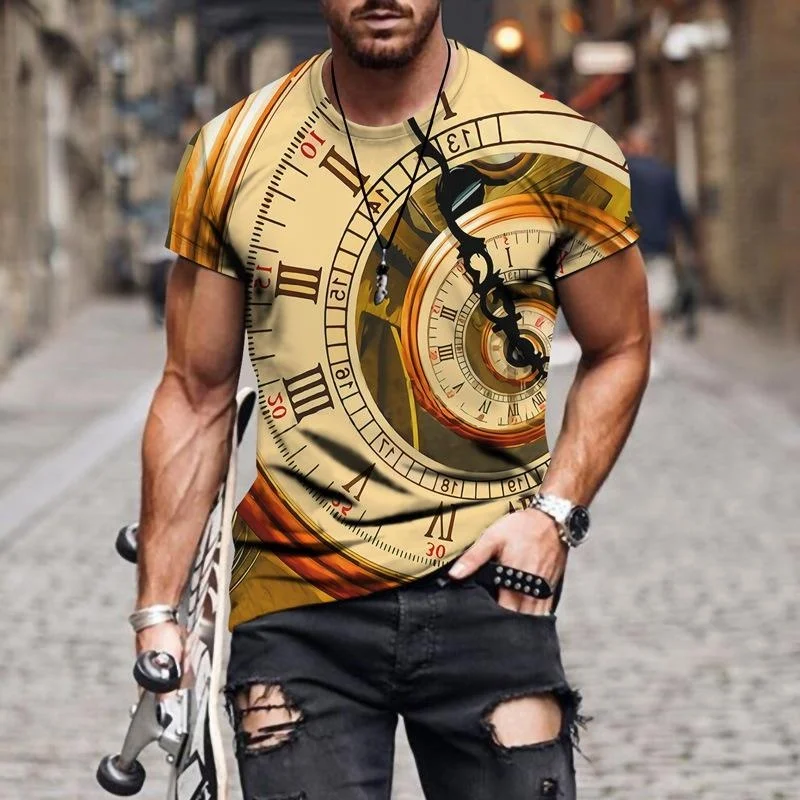 

New Fashion T Shirt Clock 3D Print Men Woman Short Sleeve Round Neck T-shirts Summer Streetwear Harajuku Kids Tops Tees Clothing