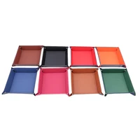 Creative Folding Tray PU Leather Valet Trinket Collapsible Phone Key Wallet Coin Desktop Storage Sundries Box Bins Accessories 1