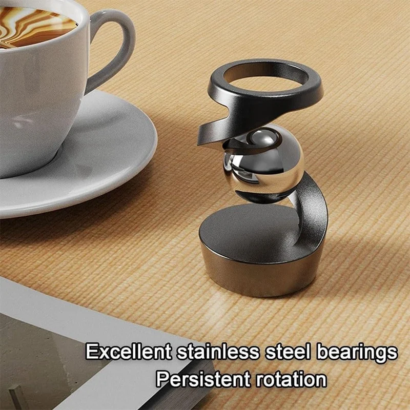 MOMO Desktop Suspended Gyroscope,Gravity Defying Kinetic Desk Toy, Stress Relief Kinetic Sculpture Aluminum Rotary Gyro