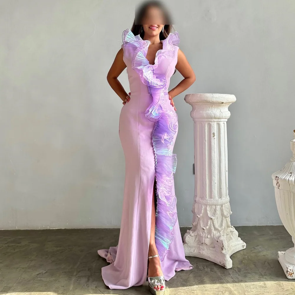 

Jiayigong Ball Jersey Pleat Party Mermaid V-neck Bespoke Occasion Gown Long es
