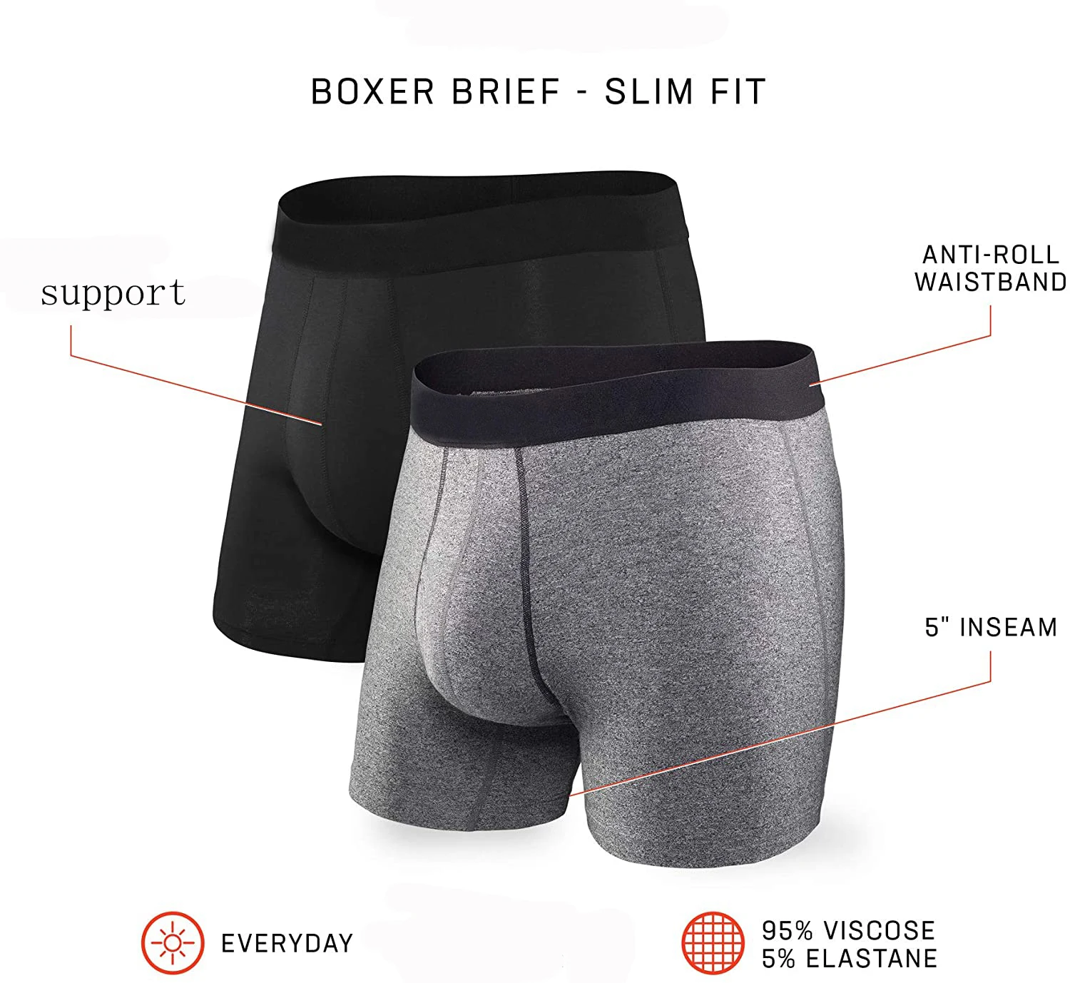 Men Boxer Briefs Men Boxer Briefs Underwear Breathable Soft USA Size
