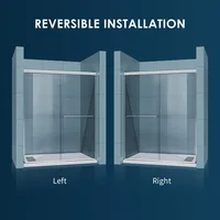 Semi-Frameless Sliding Shower Doors Shower Enclosure with 1/4" Clear Glass Bath Door Screen Chrome Finish Shower Glass Door 2