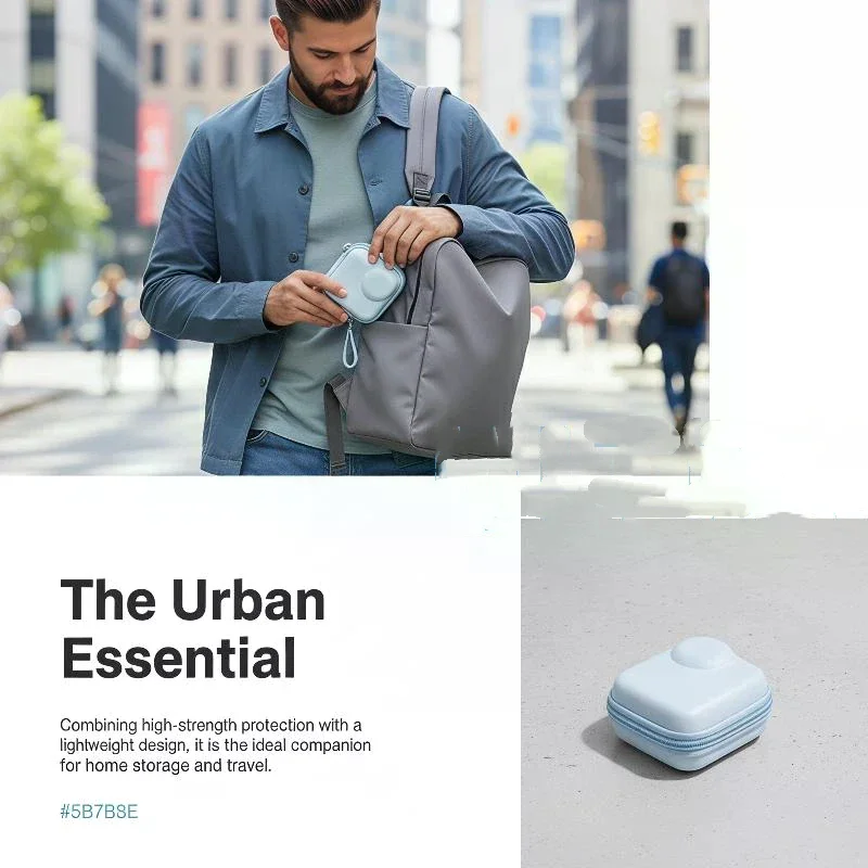 Étui de protection pour Insta360 GO ouvert, montrant le compartiment intérieur en mousse pour ranger la caméra et accessoires.