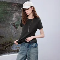 T-shirt Femme TOYOUTH Printemps 2026 Nouveau Top Polyvalent en Lyocell et Lin Coupe Ajustée Amincissante et Fraîche 2