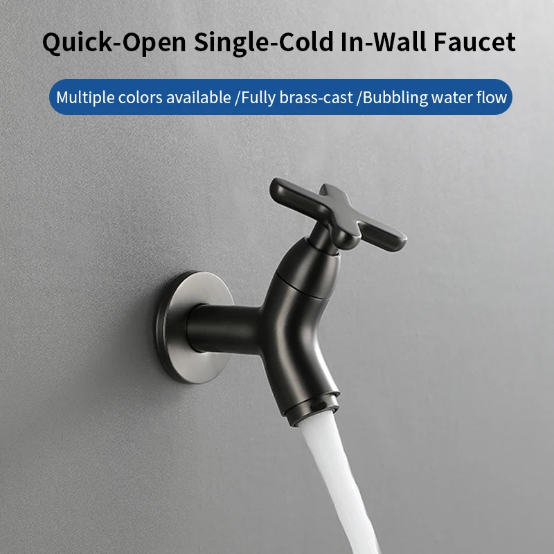 Wall-mounted Basin Faucet Mop Sink Cold Tap Balcony Splash-proof Home Kitchen Sink Quick-Open Faucet Bathroom Accessories