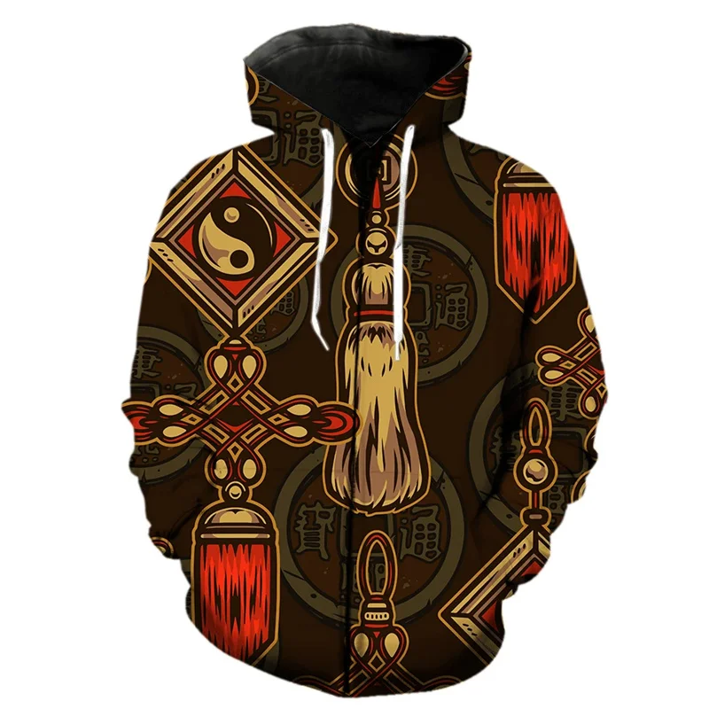 thumbnail image 1 of Sudadera con capucha y cremallera con estampado 3D de gato dragón oriental para hombre, sudadera de manga larga a la moda para niños, sudaderas con capucha Harajuku geniales, 1 of 5