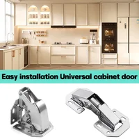 1-10PCS สแตนเลสบานพับตู้บานพับตู้ไม่มีเจาะรูห้องครัวบานพับไฮดรอลิก Damper บัฟเฟอร์ฮาร์ดแวร์เครื่องมือ 6