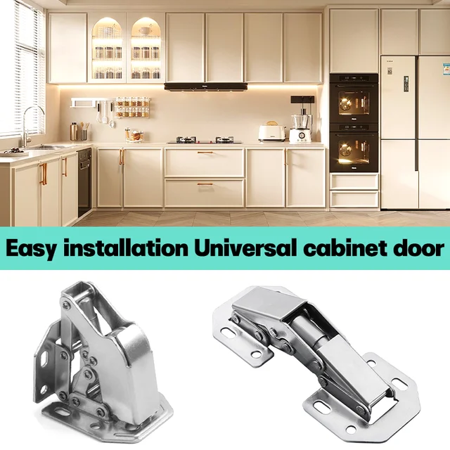 1-10PCS สแตนเลสบานพับตู้บานพับตู้ไม่มีเจาะรูห้องครัวบานพับไฮดรอลิก Damper บัฟเฟอร์ฮาร์ดแวร์เครื่องมือ 6