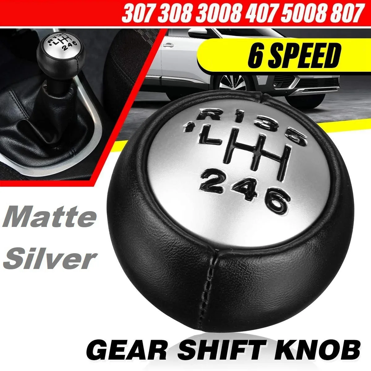 Car Gear Shift Knob 6 Speed Gear Shift Knob for Peugeot 307 308 3008 407 5008 807 Partner B9 Tepee Citroen C3 A51 C4 C4 Picasso C8 Berlingo