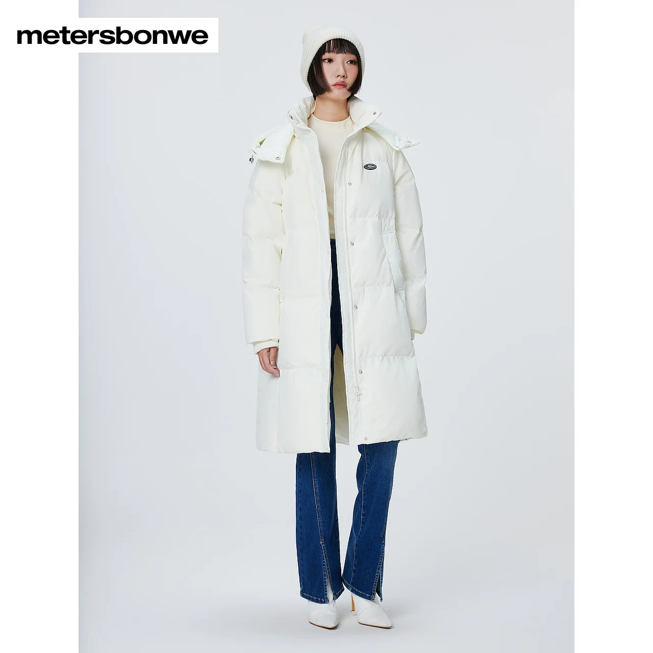 Metersbonwe Long Hooded Down Jacket Women Thick Winter Parker Coat Ladies 2023 New Fashion Warm Jackets Casual White Outerwear