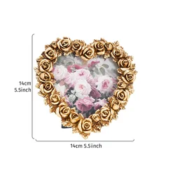 Elegant Valentine's Day Gold Rose Resin Decorative Photo Frame for Desk Decor and Photography Props (XduotoMGxinxingXK)